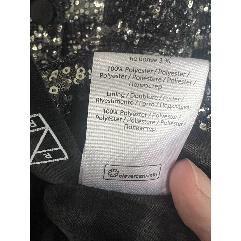 Rotate Birger Christensen Augustina Sequin Blazer Women’s Size‎ 6 Black/ Silver - Picture 9 of 11
